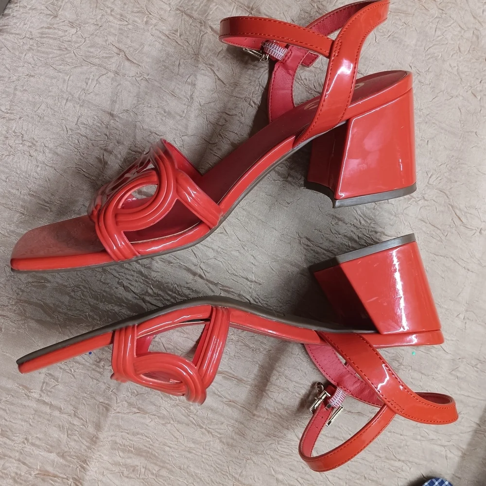 GBG Los Angeles Vibrant Orange Block Heels